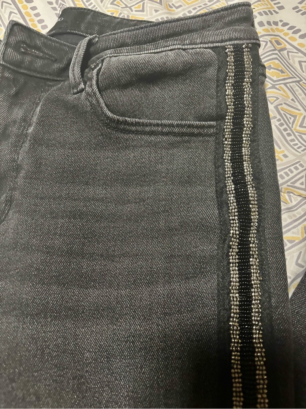 DRIFTWOOD Black Flared Jeans with Iridescent Side Beading (size 27) - Picture 3 of 9